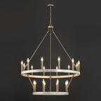 Lustre rond en forme de roue de chariot de style ferme moderne Acroma à 20 lumières de 40 po avec UL