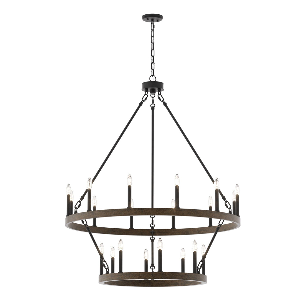 Lustre rond en forme de roue de chariot de style ferme moderne Acroma à 20 lumières de 40 po avec UL