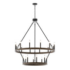 Lustre rond en forme de roue de chariot de style ferme moderne Acroma à 20 lumières de 40 po avec UL