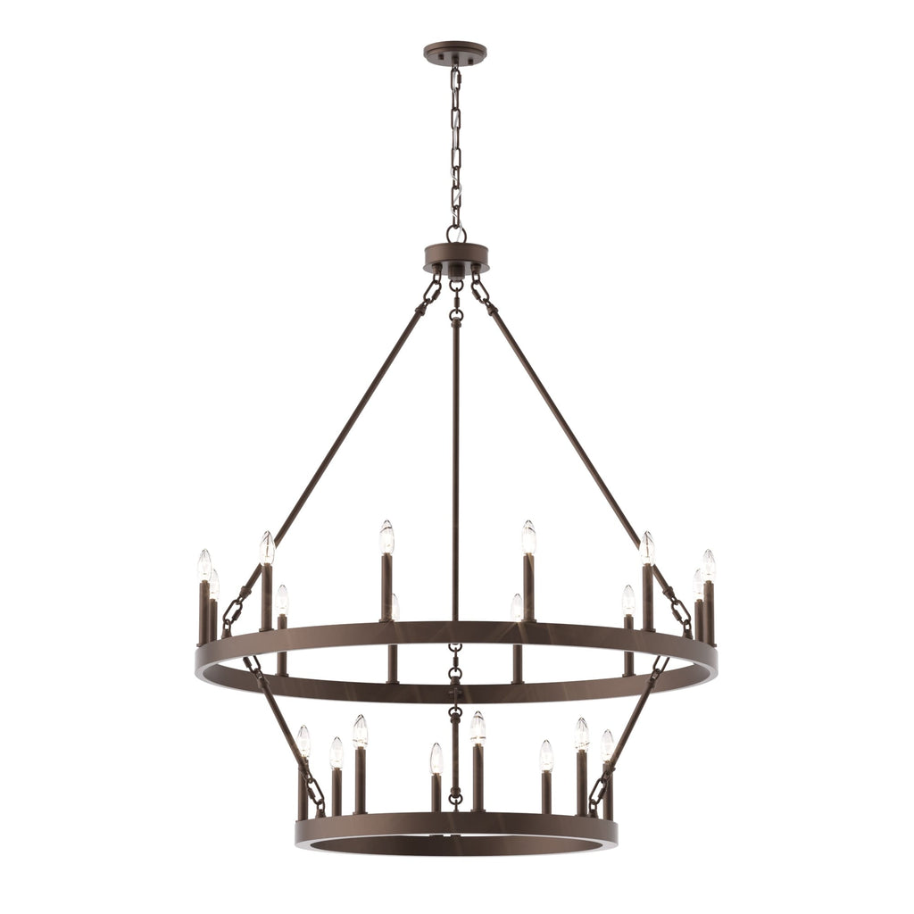 Lustre rond en forme de roue de chariot de style ferme moderne Acroma à 20 lumières de 40 po avec UL