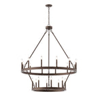 Lustre rond en forme de roue de chariot de style ferme moderne Acroma à 20 lumières de 40 po avec UL