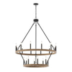 Lustre rond en forme de roue de chariot de style ferme moderne Acroma à 20 lumières de 40 po avec UL