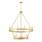 Lustre rond en forme de roue de chariot de style ferme moderne Acroma à 20 lumières de 40 po avec UL