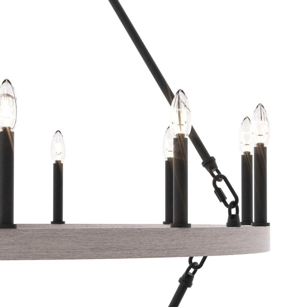 Lustre rond en forme de roue de chariot de style ferme moderne Acroma à 20 lumières de 40 po avec UL