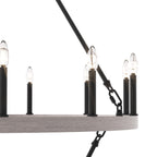 Lustre rond en forme de roue de chariot de style ferme moderne Acroma à 20 lumières de 40 po avec UL