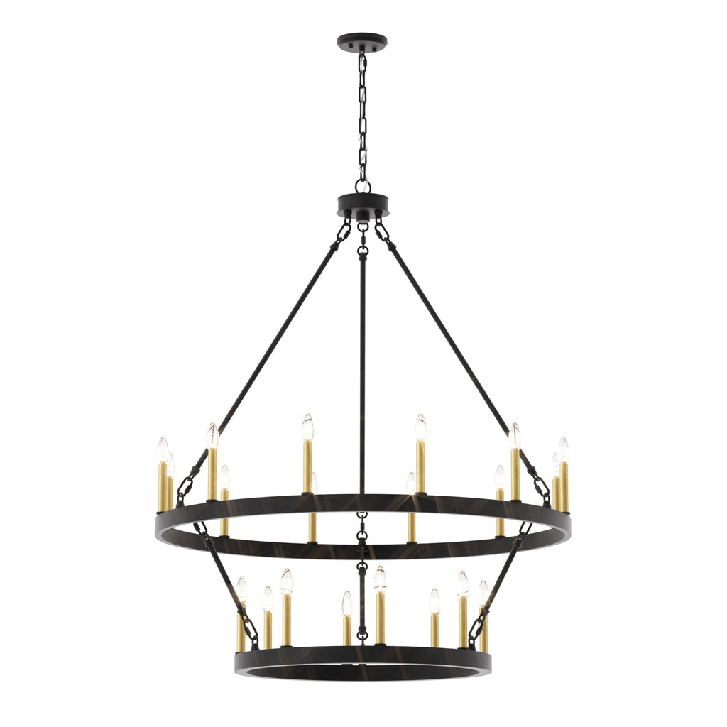 Lustre rond en forme de roue de chariot de style ferme moderne Acroma à 20 lumières de 40 po avec UL