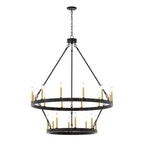 Lustre rond en forme de roue de chariot de style ferme moderne Acroma à 20 lumières de 40 po avec UL