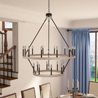 Lustre rond en forme de roue de chariot de style ferme moderne Acroma à 20 lumières de 40 po avec UL