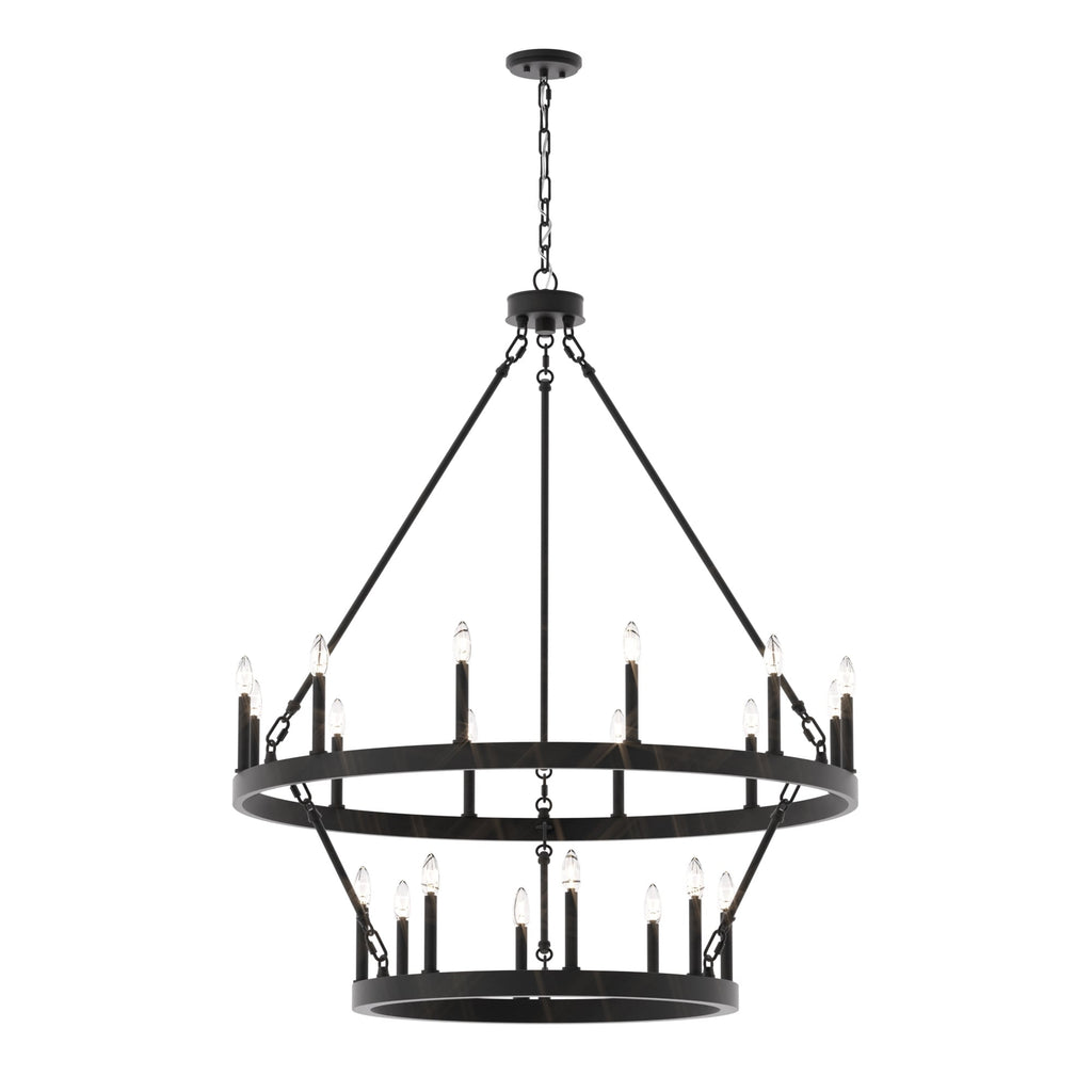 Lustre rond en forme de roue de chariot de style ferme moderne Acroma à 20 lumières de 40 po avec UL