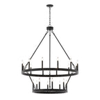 Lustre rond en forme de roue de chariot de style ferme moderne Acroma à 20 lumières de 40 po avec UL