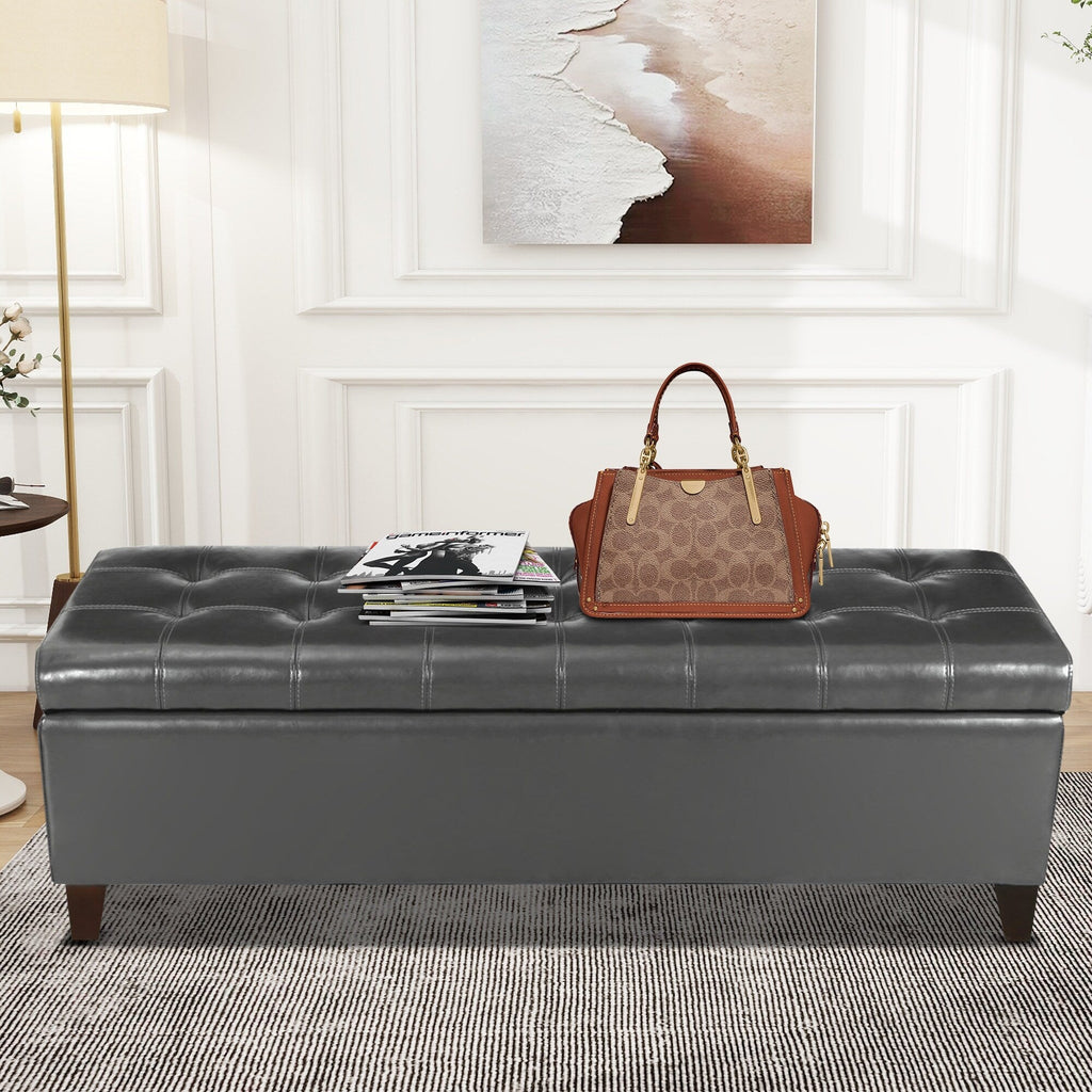 Banc ottoman de rangement en cuir reconstitué Adeco 50
