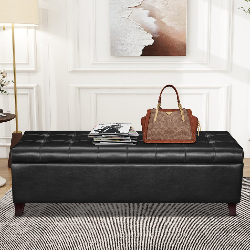 Banc ottoman de rangement en cuir reconstitué Adeco 50