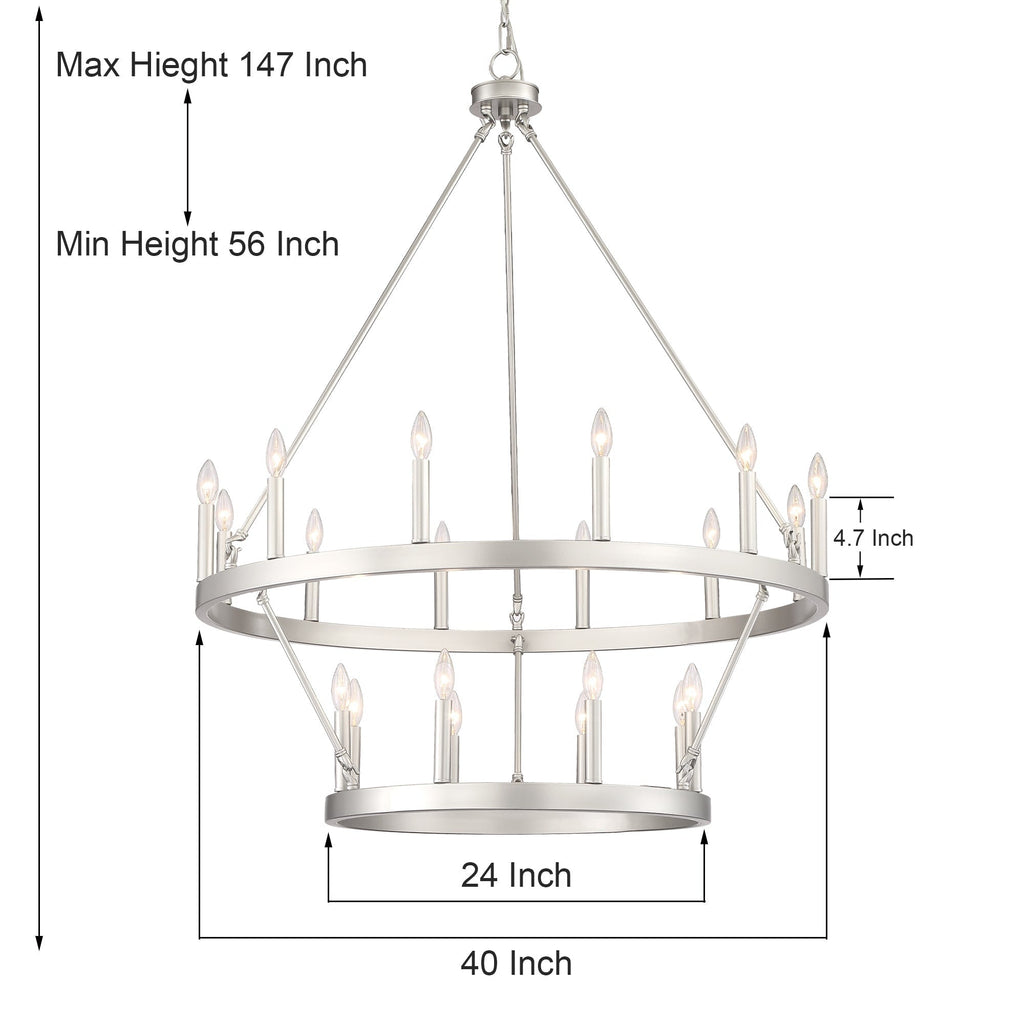 Lustre rond en forme de roue de chariot de style ferme moderne Acroma à 20 lumières de 40 po avec UL
