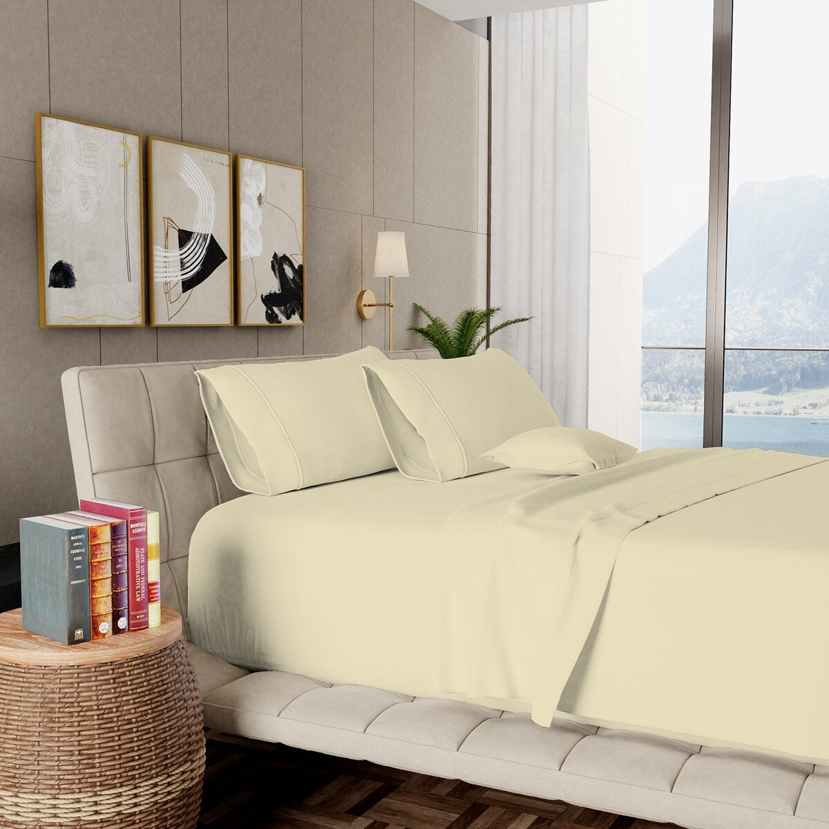 Parure de draps Aireolux en coton égyptien de luxe ultra-doux et soyeux 1000 fils