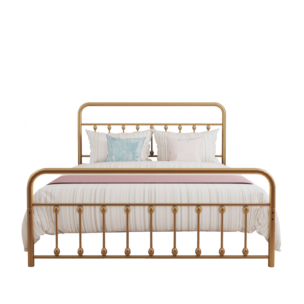 Cadre de lit plateforme en métal vintage simple Alazyhome, montage facile