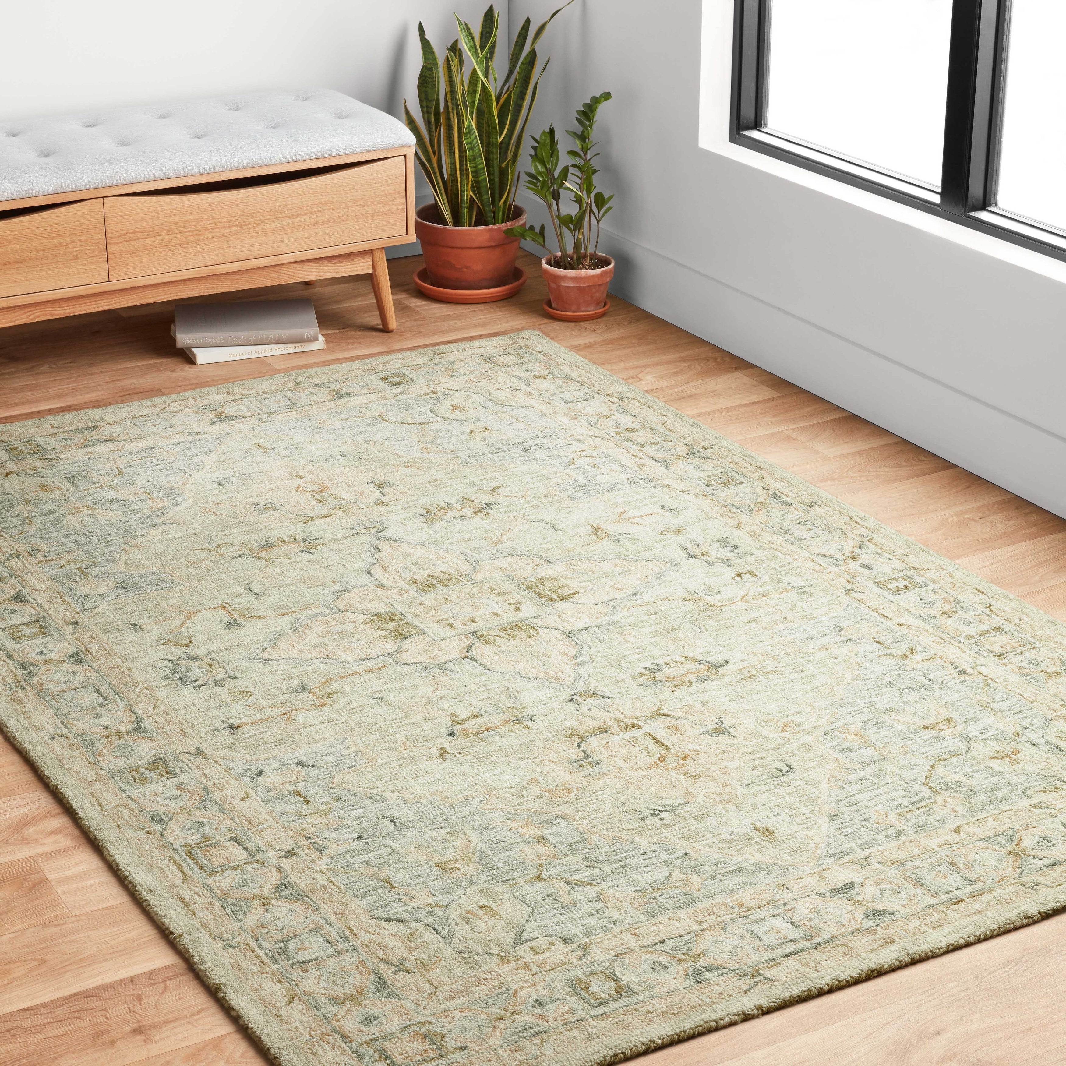 Tapis traditionnel en laine crocheté à la main en mosaïque Alexander Home