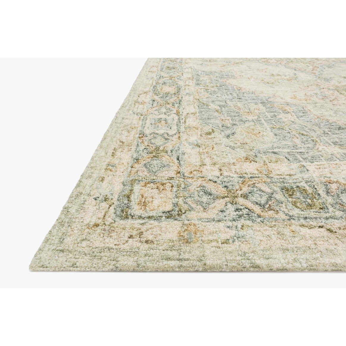 Tapis traditionnel en laine crocheté à la main en mosaïque Alexander Home