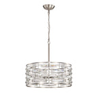 Lustre à abat-jour tambour Anita avec prisme en verre transparent
