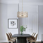 Lustre à abat-jour tambour Anita avec prisme en verre transparent