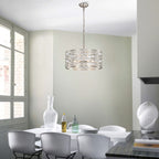 Lustre à abat-jour tambour Anita avec prisme en verre transparent