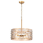 Lustre à abat-jour tambour Anita avec prisme en verre transparent
