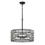 Lustre à abat-jour tambour Anita avec prisme en verre transparent