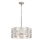Lustre à abat-jour tambour Anita avec prisme en verre transparent