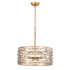 Lustre à abat-jour tambour Anita avec prisme en verre transparent