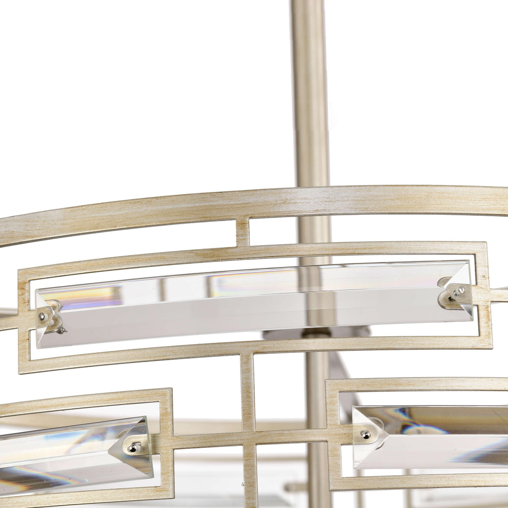 Lustre à abat-jour tambour Anita avec prisme en verre transparent