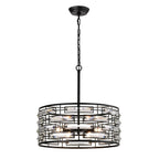 Lustre à abat-jour tambour Anita avec prisme en verre transparent