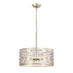 Lustre à abat-jour tambour Anita avec prisme en verre transparent