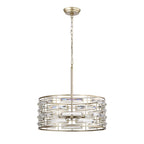 Lustre à abat-jour tambour Anita avec prisme en verre transparent