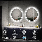 Miroir de courtoisie rond sans cadre, antibuée, éclairé par LED et à intensité variable