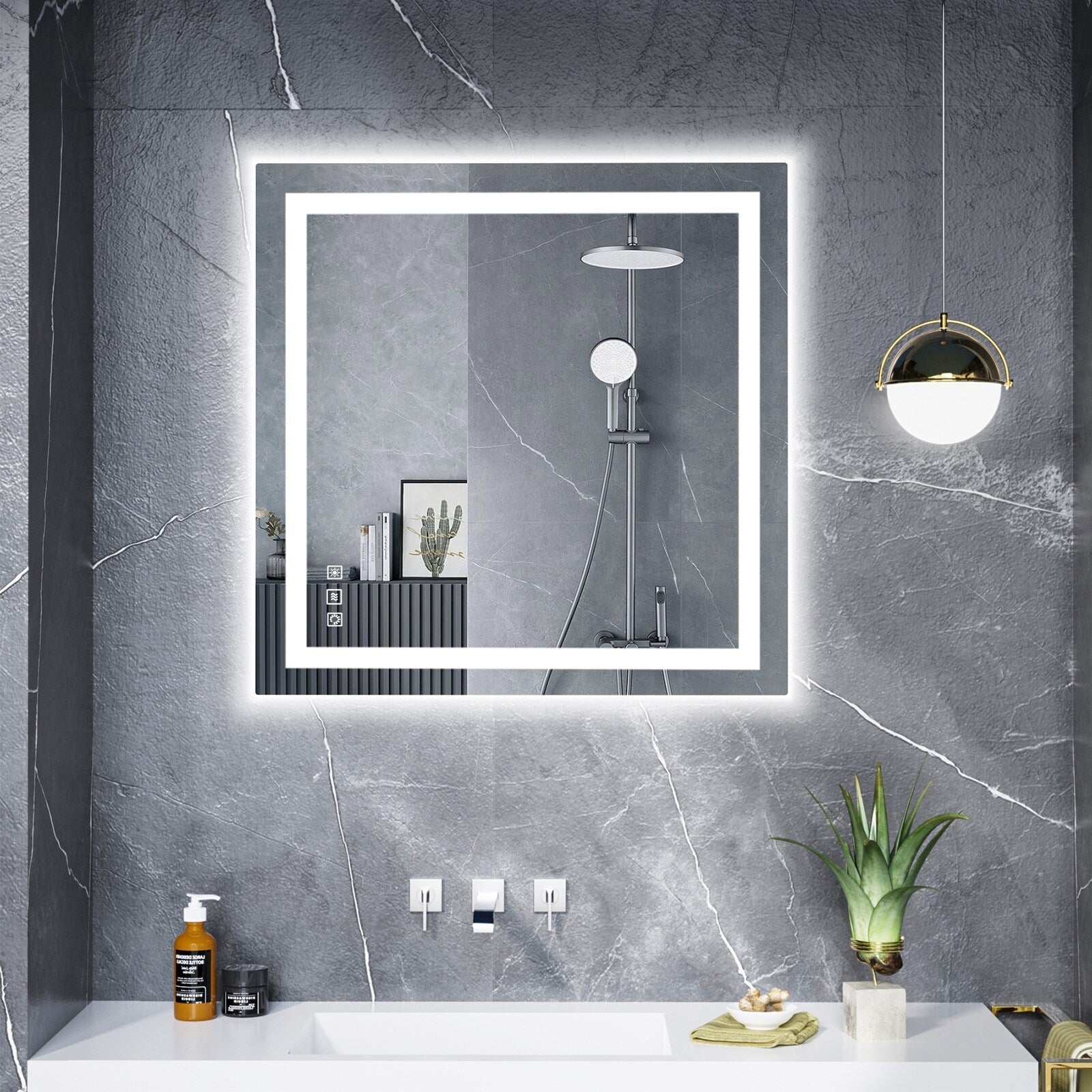 Miroir de salle de bain antibuée rétroéclairé RVB et à éclairage frontal LED