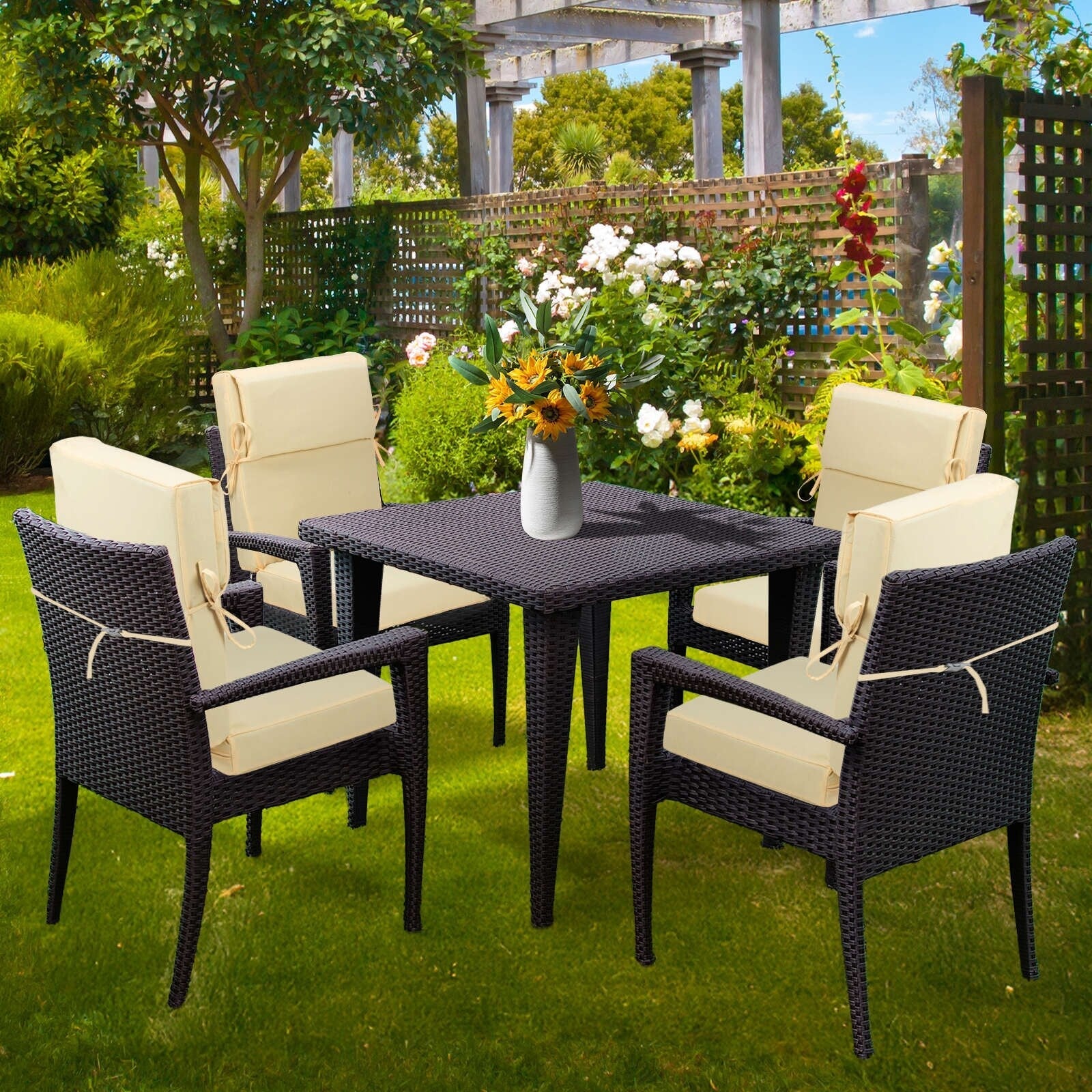 Lot de 4 coussins de chaise à dossier haut Aoodor Patio, 46 ​​x 21 x 4 pouces (coussins uniquement)