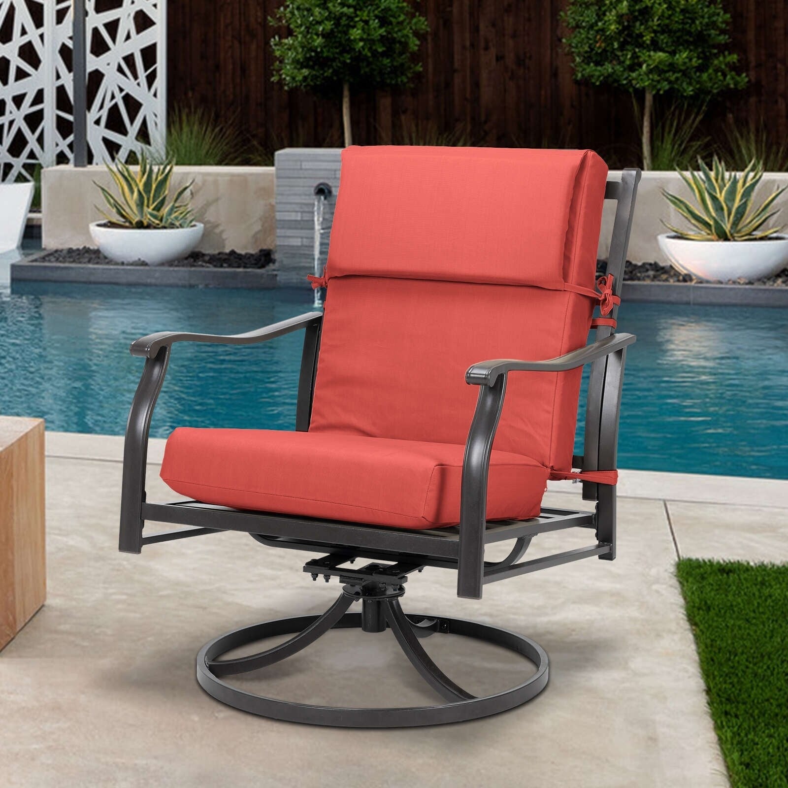 Lot de 4 coussins de chaise à dossier haut Aoodor Patio, 46 ​​x 21 x 4 pouces (coussins uniquement)