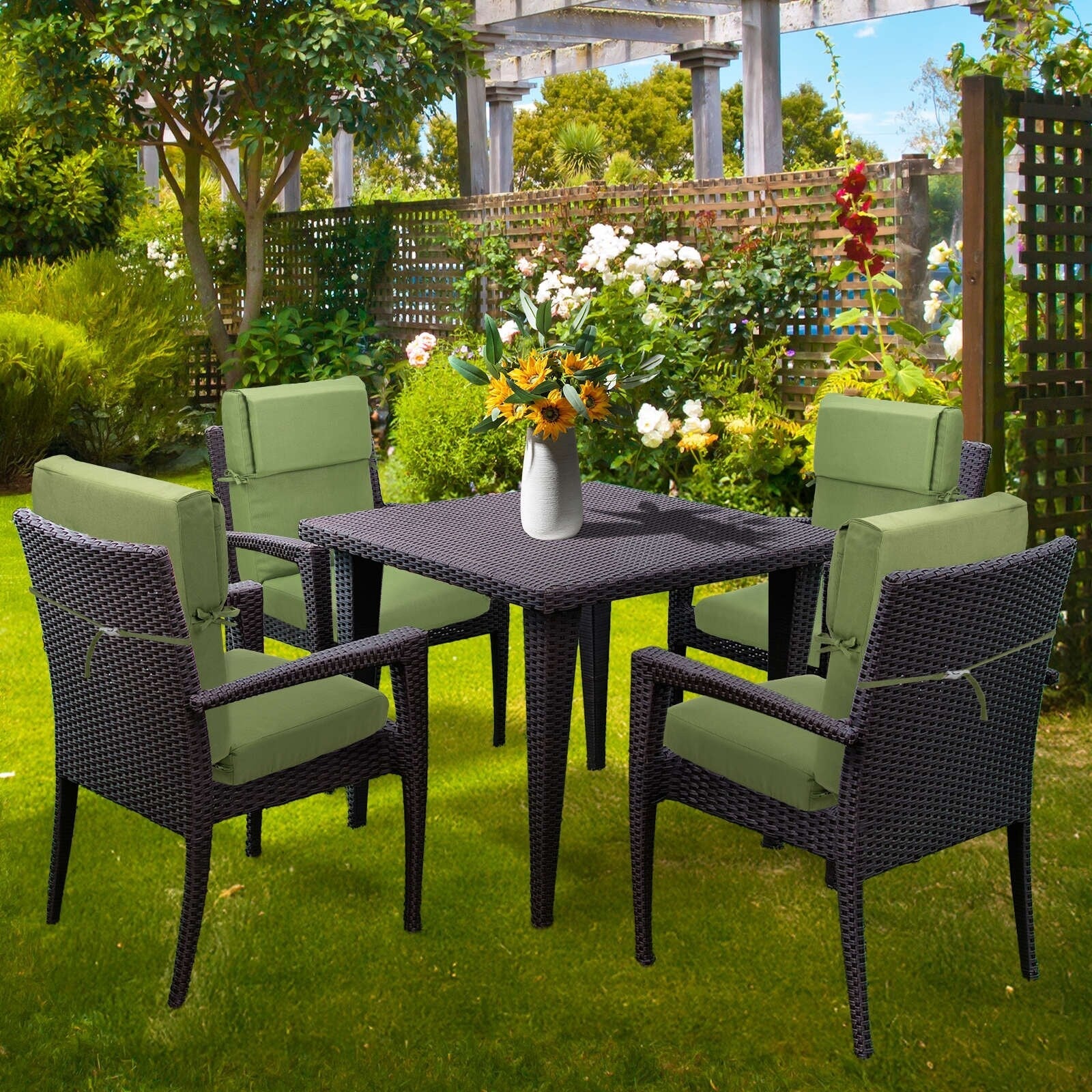 Lot de 4 coussins de chaise à dossier haut Aoodor Patio, 46 ​​x 21 x 4 pouces (coussins uniquement)