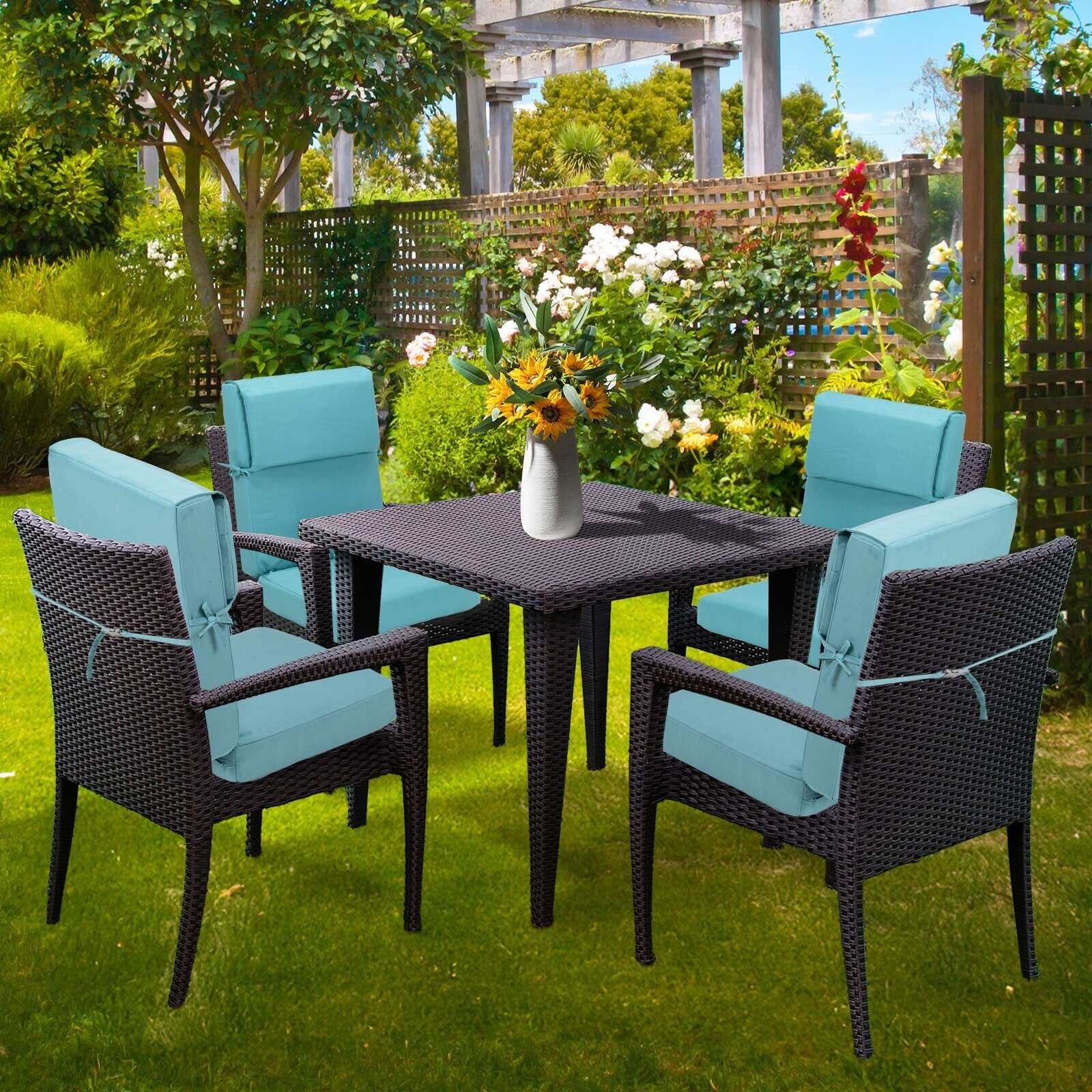 Lot de 4 coussins de chaise à dossier haut Aoodor Patio, 46 ​​x 21 x 4 pouces (coussins uniquement)