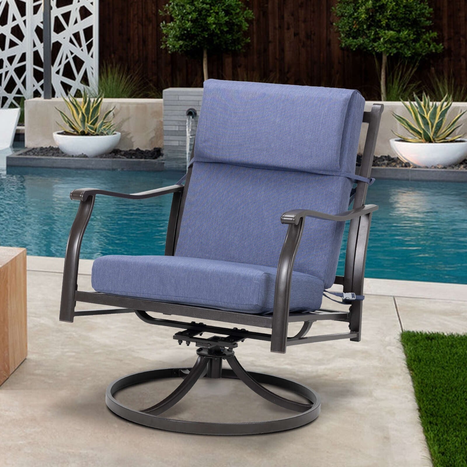 Lot de 4 coussins de chaise à dossier haut Aoodor Patio, 46 ​​x 21 x 4 pouces (coussins uniquement)
