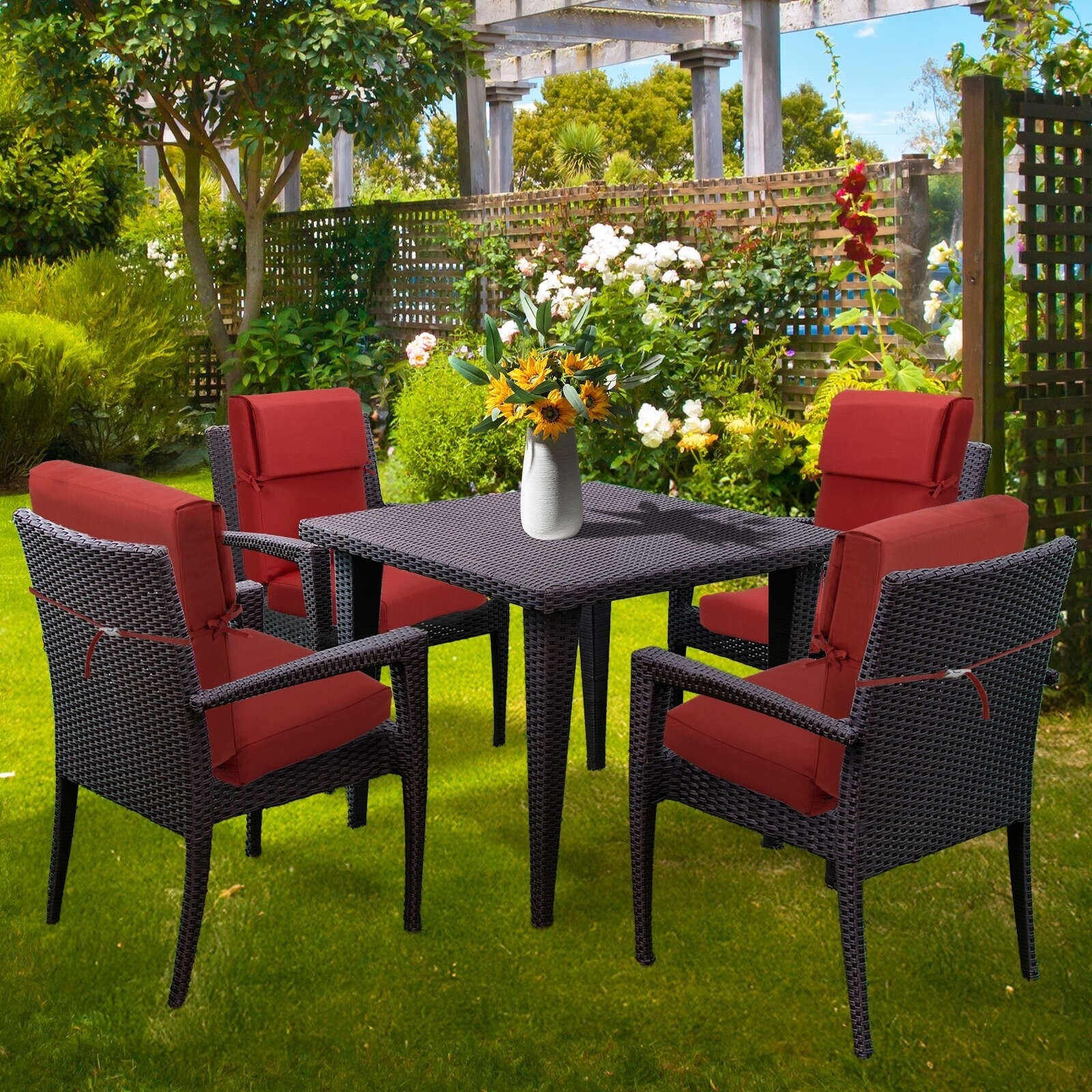 Lot de 4 coussins de chaise à dossier haut Aoodor Patio, 46 ​​x 21 x 4 pouces (coussins uniquement)
