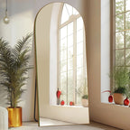 Miroir de sol en bois arqué pleine longueur, miroir mural