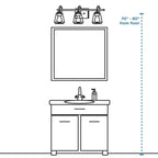 Luminaire de salle de bain côtier à trois lumières, collection Archie, en chrome poli, verre prismatique double transparent - 8,75 x 26,25 x 7,25