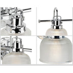 Luminaire de salle de bain côtier à trois lumières, collection Archie, en chrome poli, verre prismatique double transparent - 8,75 x 26,25 x 7,25