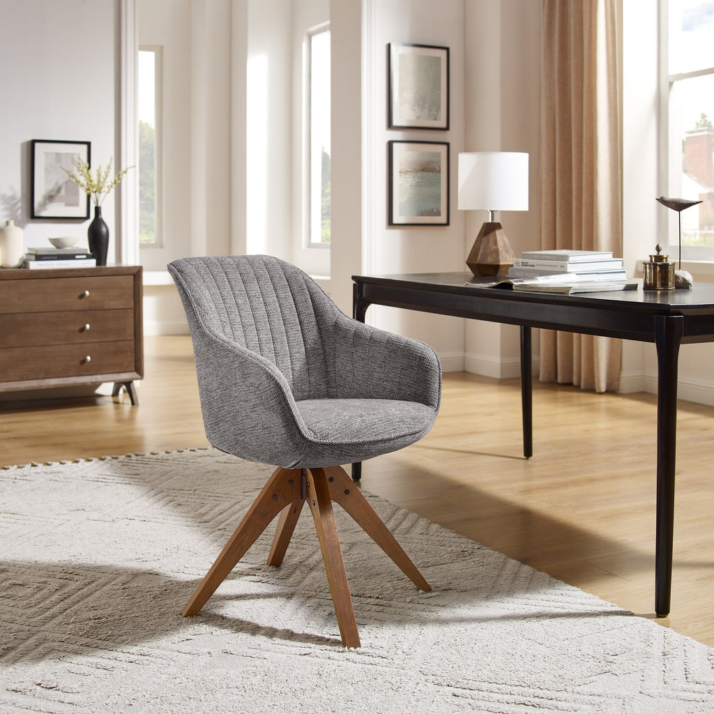 Fauteuil d'appoint pivotant Art Leon pour bureau moderne avec pieds en bois