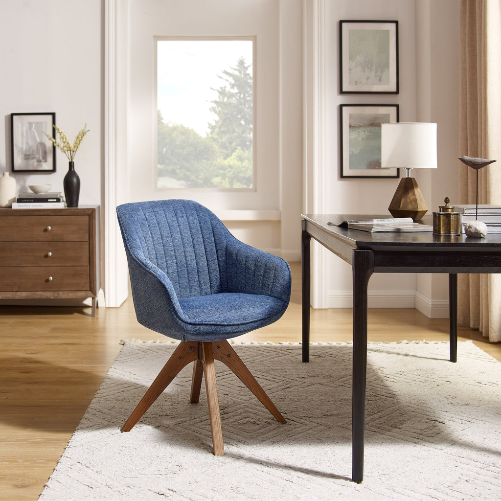 Fauteuil d'appoint pivotant Art Leon pour bureau moderne avec pieds en bois
