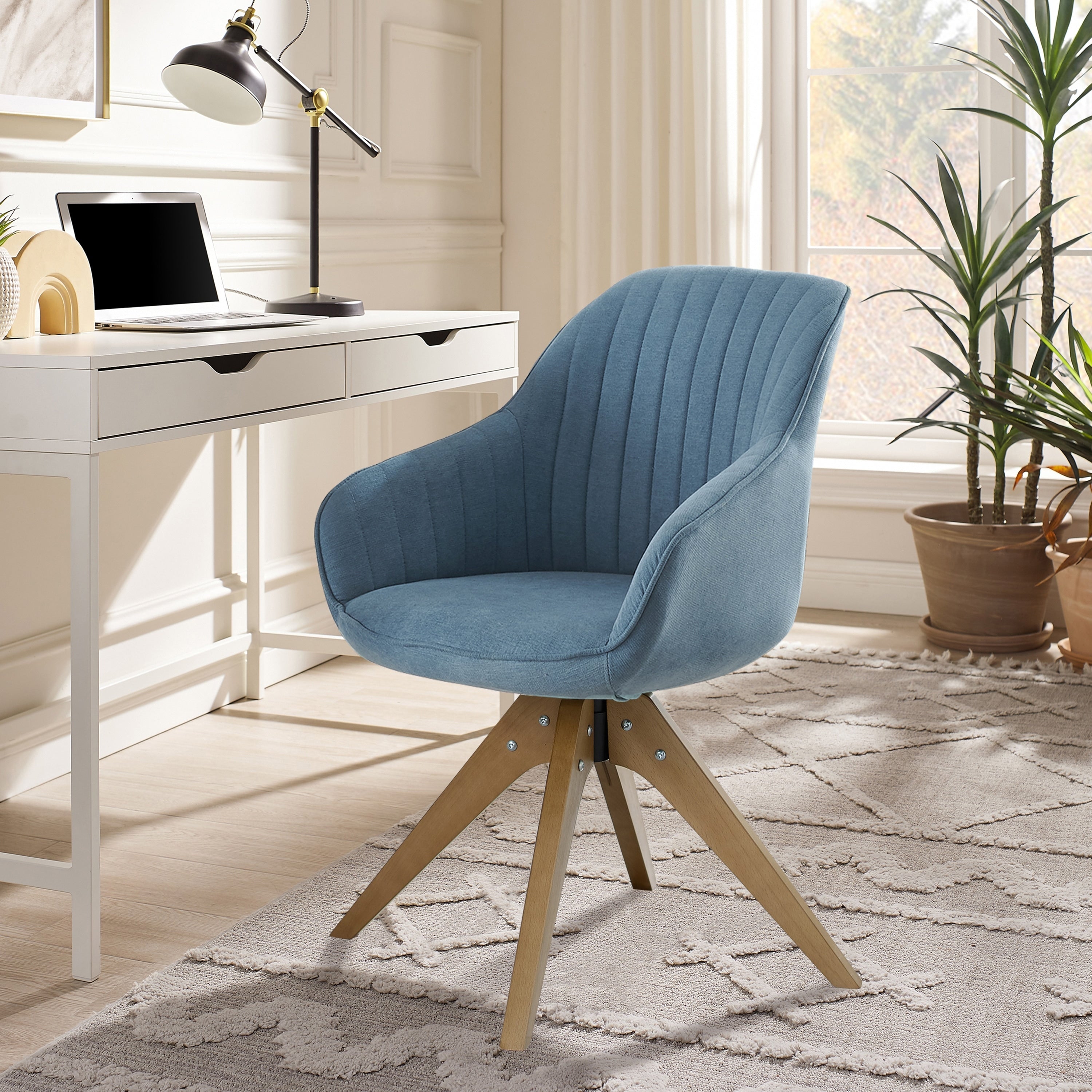Fauteuil d'appoint pivotant Art Leon pour bureau moderne avec pieds en bois