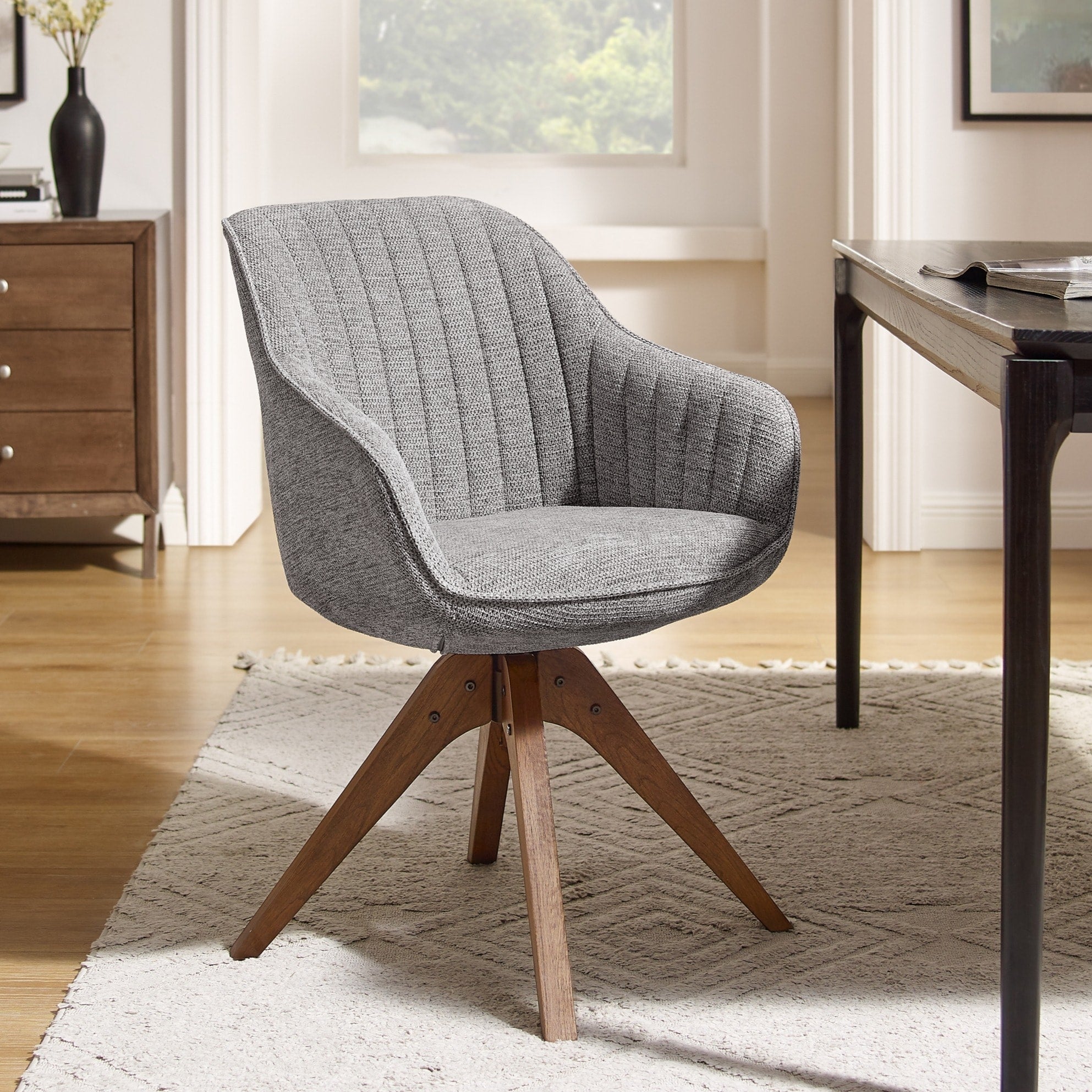 Fauteuil d'appoint pivotant Art Leon pour bureau moderne avec pieds en bois
