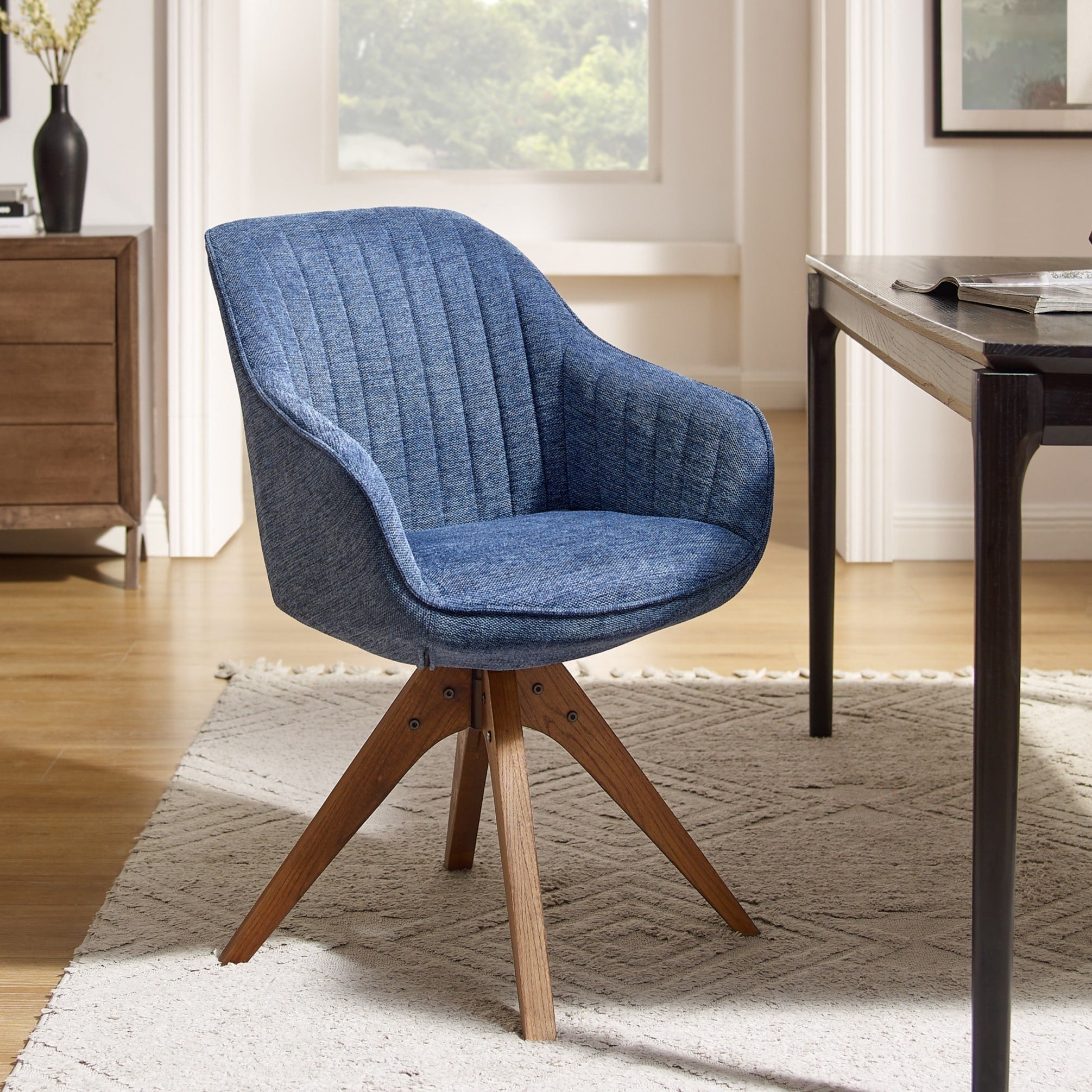 Fauteuil d'appoint pivotant Art Leon pour bureau moderne avec pieds en bois