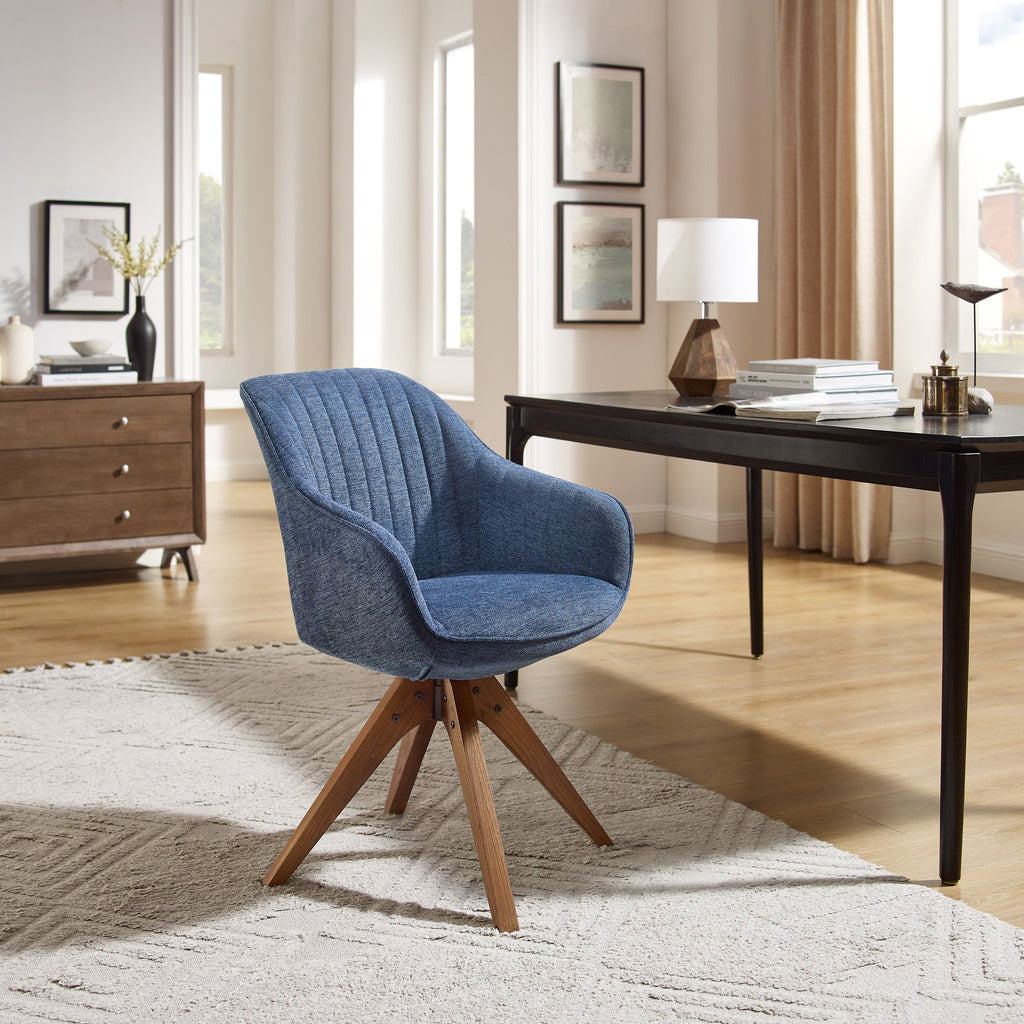 Fauteuil d'appoint pivotant Art Leon pour bureau moderne avec pieds en bois