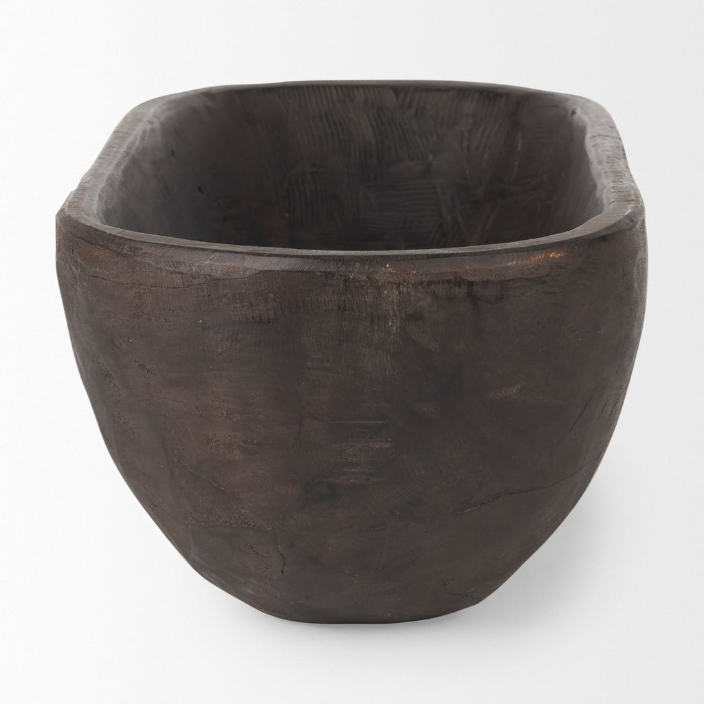 Bol oblong extra large Athena en bois récupéré noir-brun - 26,0 L x 10,0 l x 7,0 H
